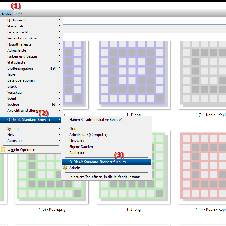 Wie kann ich den Quad Datei Explorer als Standard Dateibrowser für alle Ordner festlegen